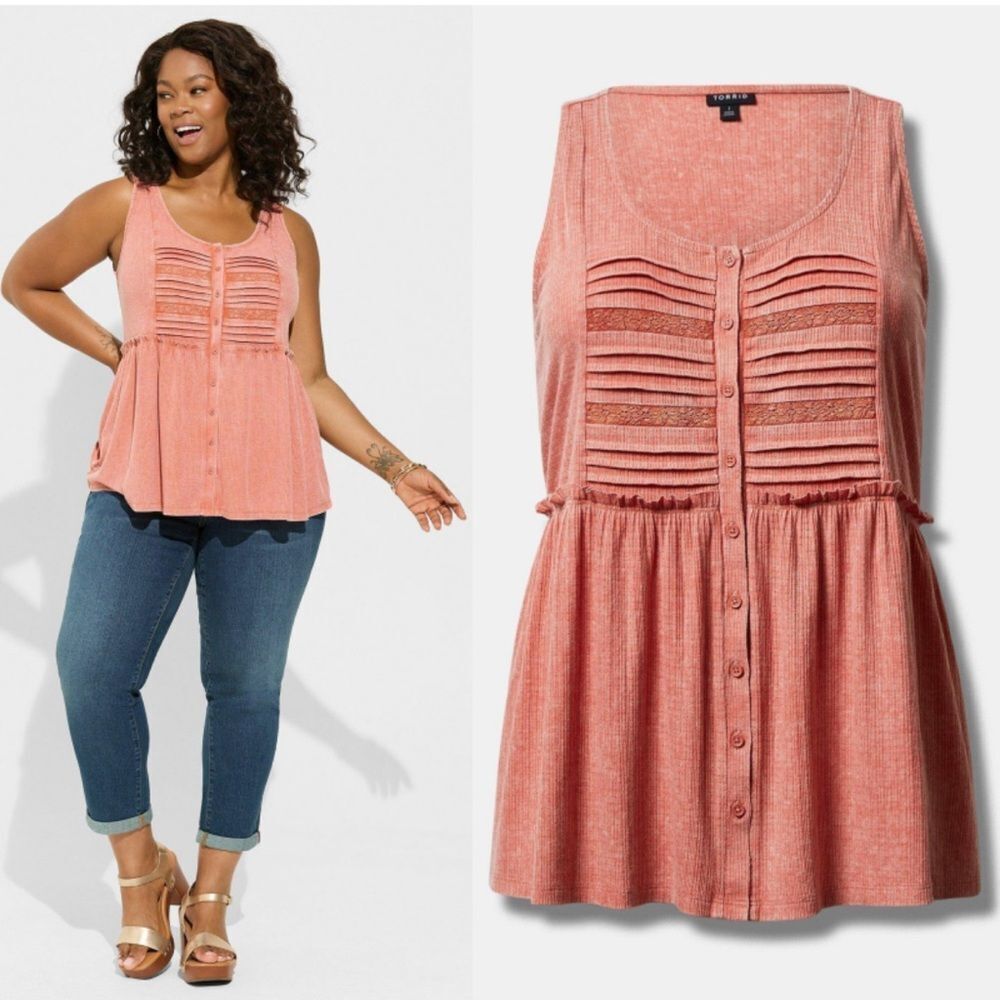 Torrid Button Down Panel Tank NWT - image 1